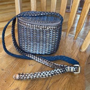 Bronze Leather Woven Shoulder/crossbody bag